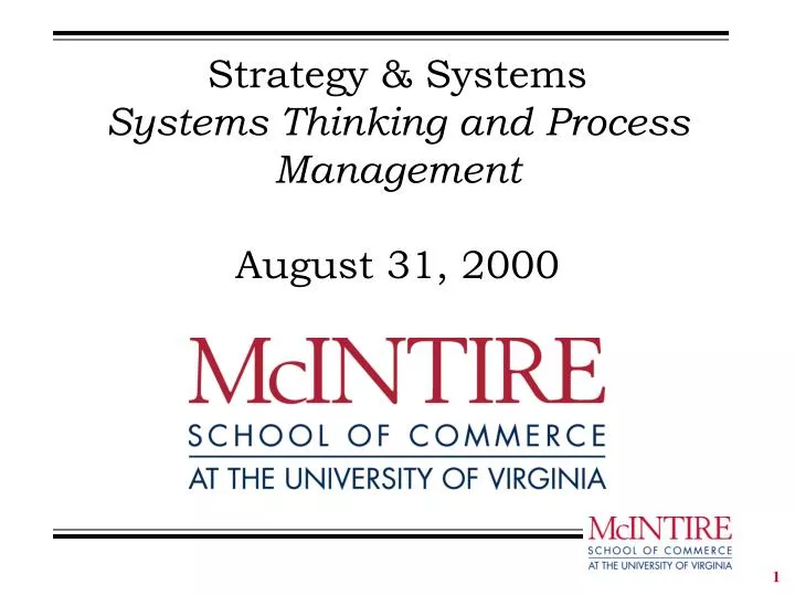 strategy systems systems thinking and process management august 31 2000
