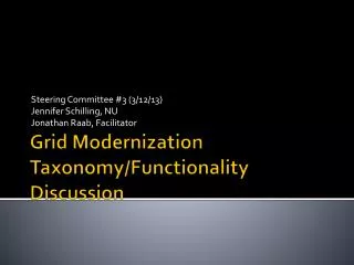 Grid Modernization Taxonomy/Functionality Discussion