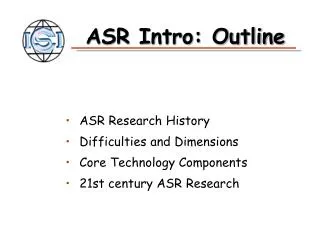 ASR Intro: Outline