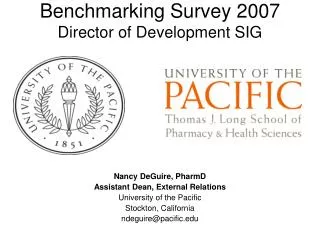 Benchmarking Survey 2007 Director of Development SIG