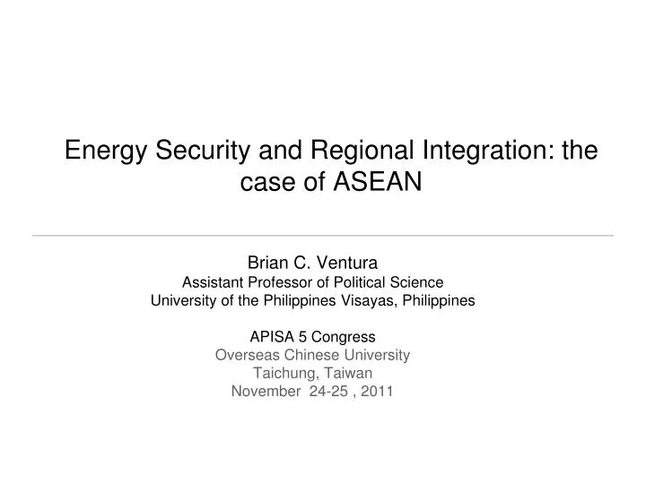 energy security and regional integration the case of asean