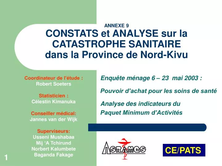 annexe 9 constats et analyse sur la catastrophe sanitaire dans la province de nord kivu