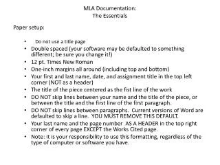 MLA Documentation: The Essentials