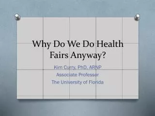 Why Do We Do Health Fairs Anyway?