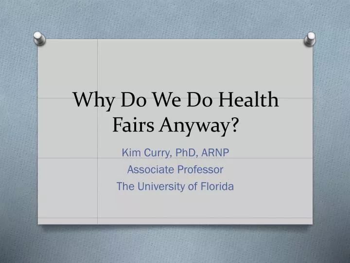 why do we do health fairs anyway