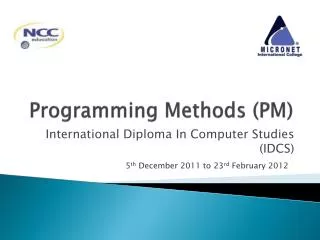Programming Methods (PM)