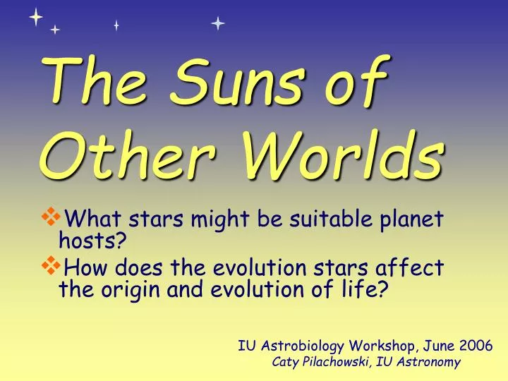 the suns of other worlds
