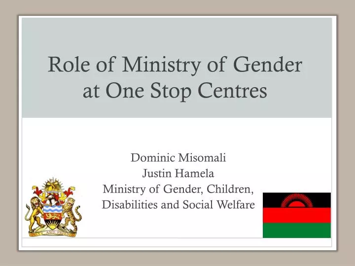 role of ministry of gender at one stop centres