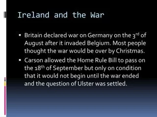 Ireland and the War