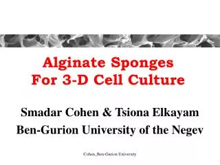 Alginate Sponges For 3-D Cell Culture