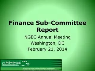 Finance Sub-Committee Report