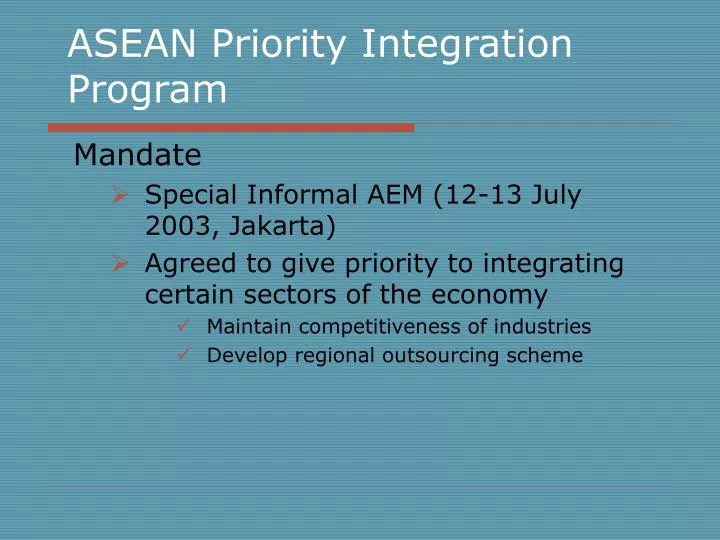 asean priority integration program