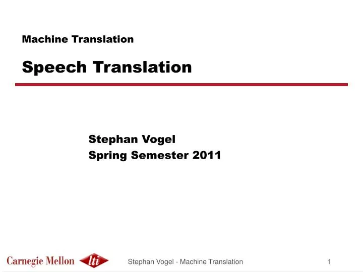 machine translation speech translation