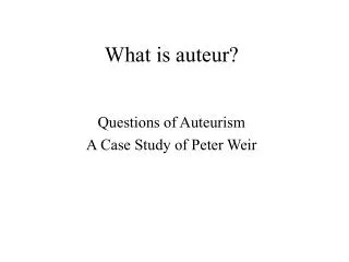 What is auteur?