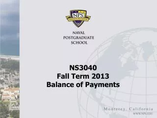 NS3040 Fall Term 2013 Balance of Payments