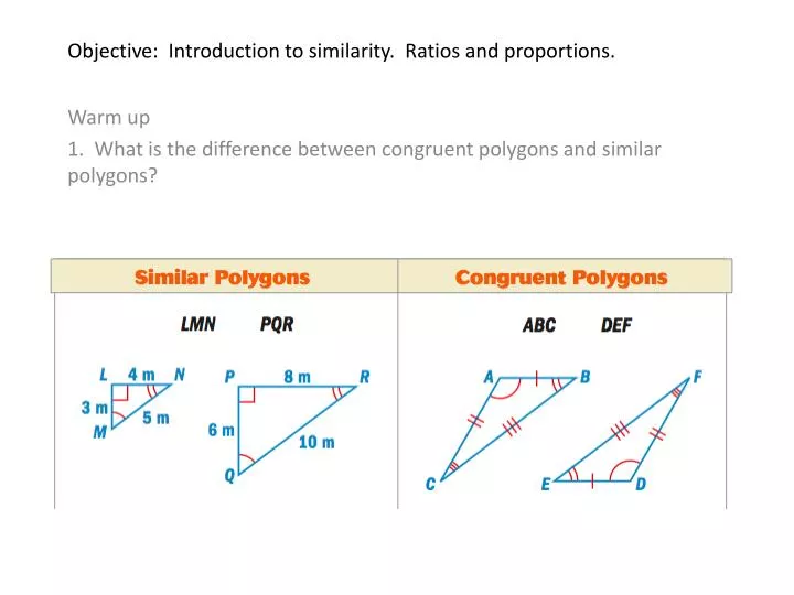 objective introduction to similarity ratios and proportions