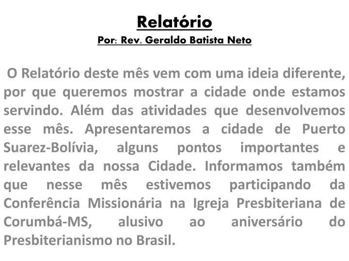 relat rio por rev geraldo batista neto