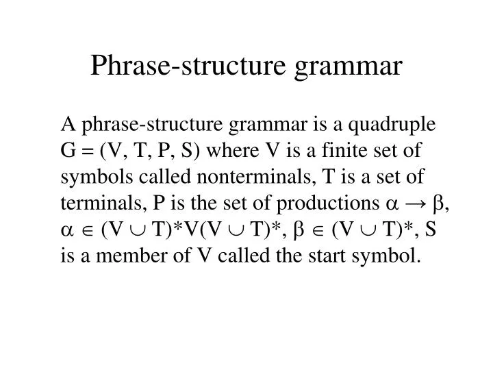 phrase structure grammar