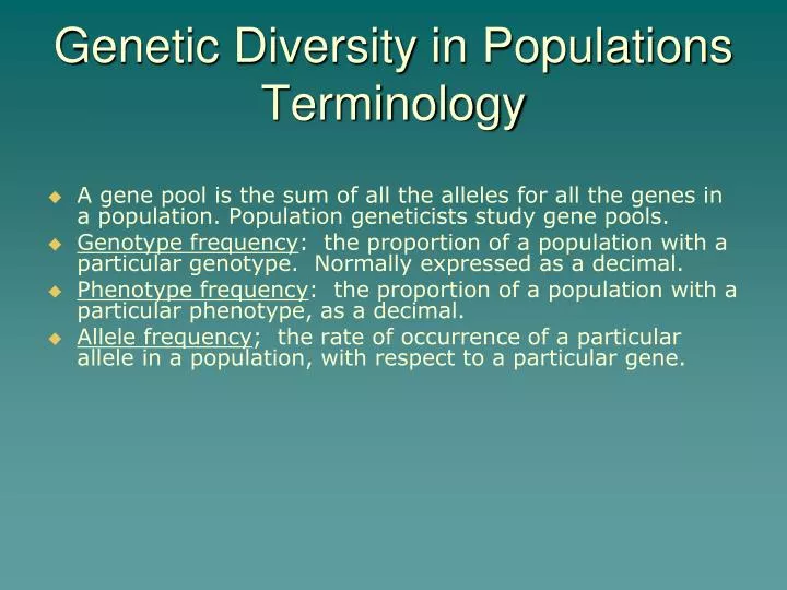 genetic diversity in populations terminology