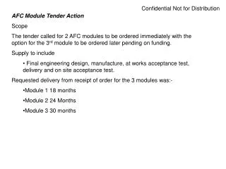AFC Module Tender Action Scope