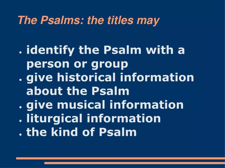 the psalms the titles may