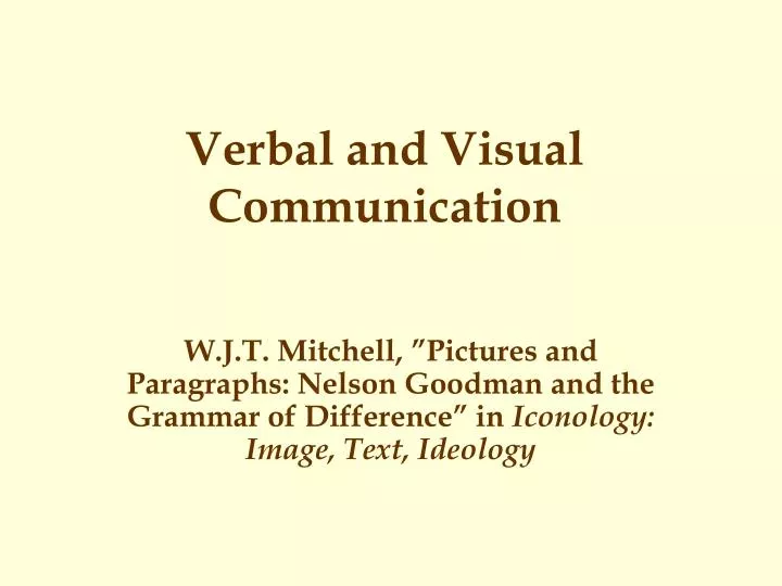verbal and visual communication