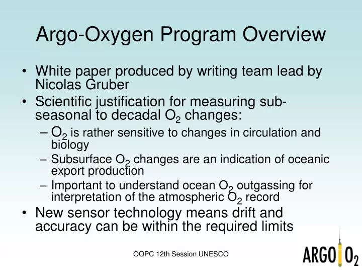 argo oxygen program overview