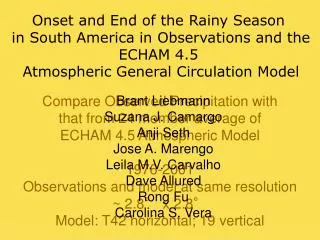 Compare Observed Precipitation with that from 24 member average of ECHAM 4.5 Atmospheric Model