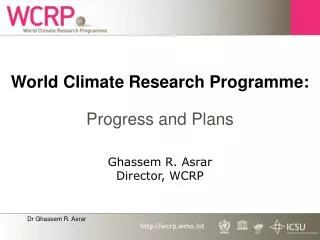 World Climate Research Programme: Progress and Plans
