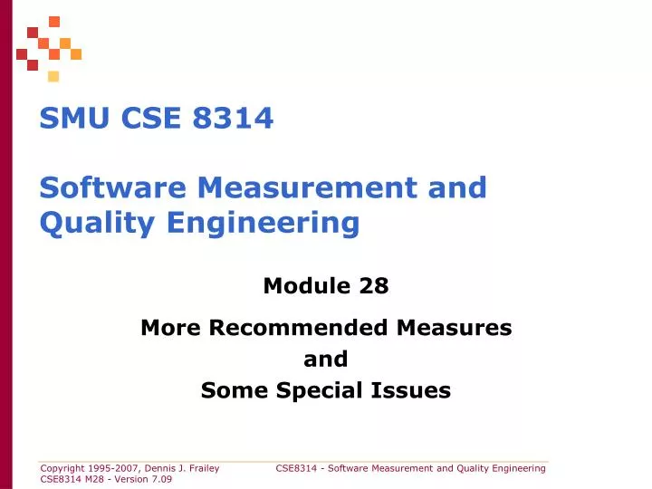 smu cse 8314 software measurement and quality engineering