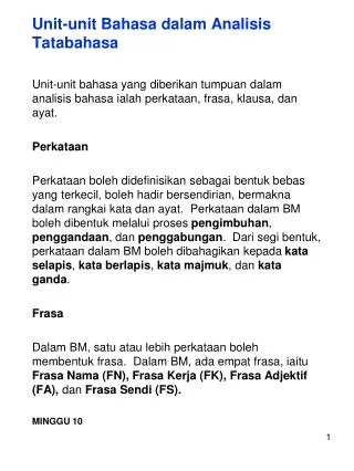 unit unit bahasa dalam analisis tatabahasa