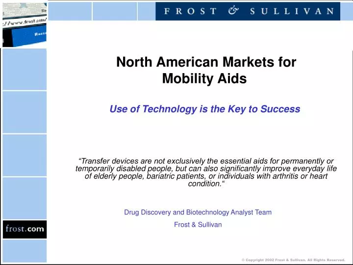 north american markets for mobility aids u se of technology is the key to success