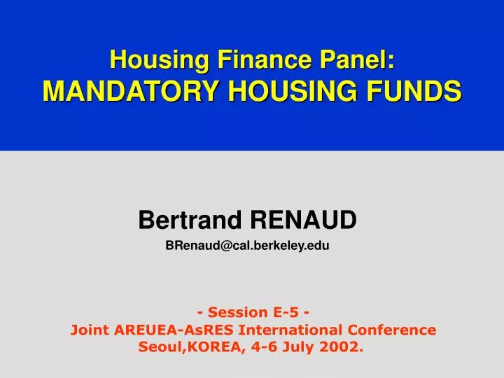 housing finance panel mandatory housing funds
