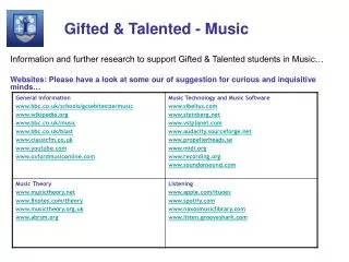 Gifted &amp; Talented - Music