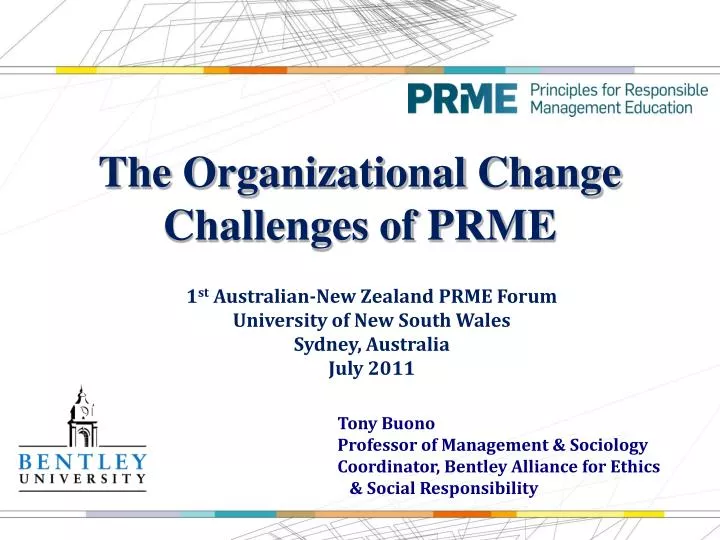 the organizational change challenges of prme