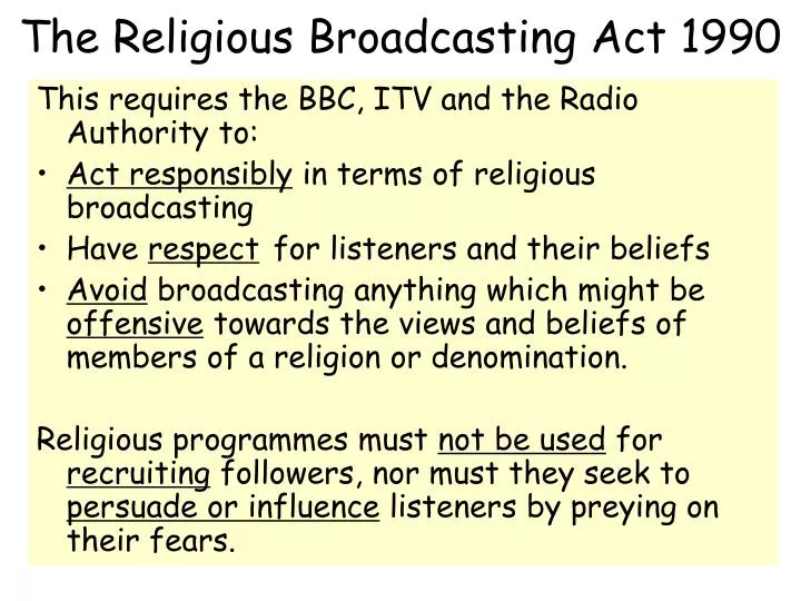 the religious broadcasting act 1990
