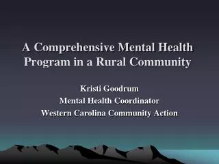 A Comprehensive Mental Health Program in a Rural Community