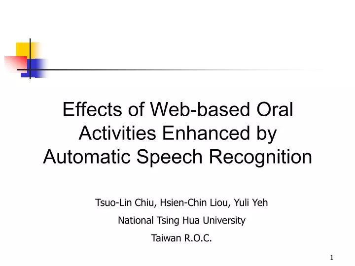 effects of web based oral activities enhanced by automatic speech recognition