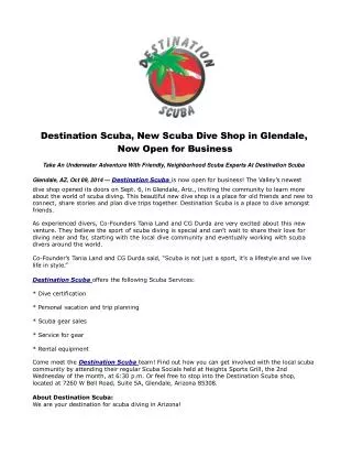 Destination Scuba, New Scuba Dive Shop in Glendale, Now Open