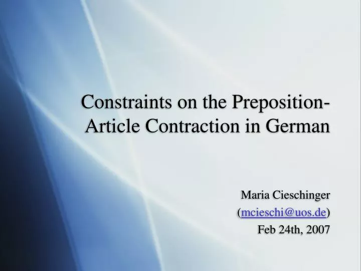 constraints on the preposition article contraction in german