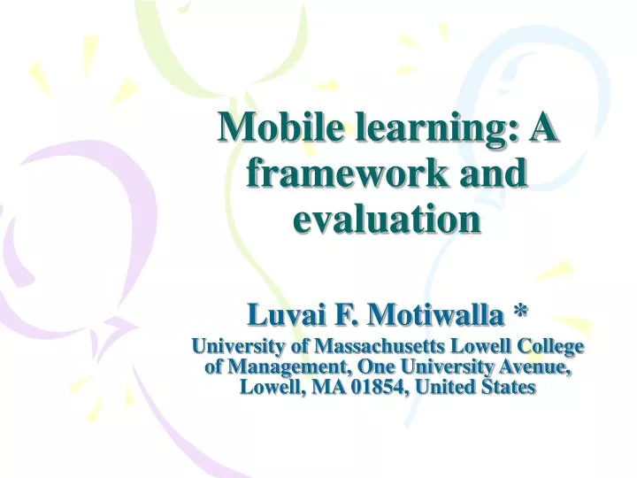 mobile learning a framework and evaluation