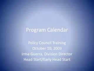 Program Calendar