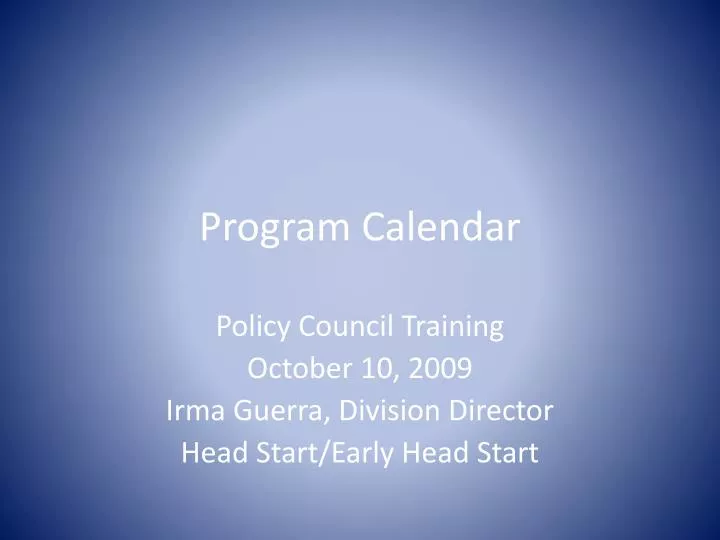 program calendar