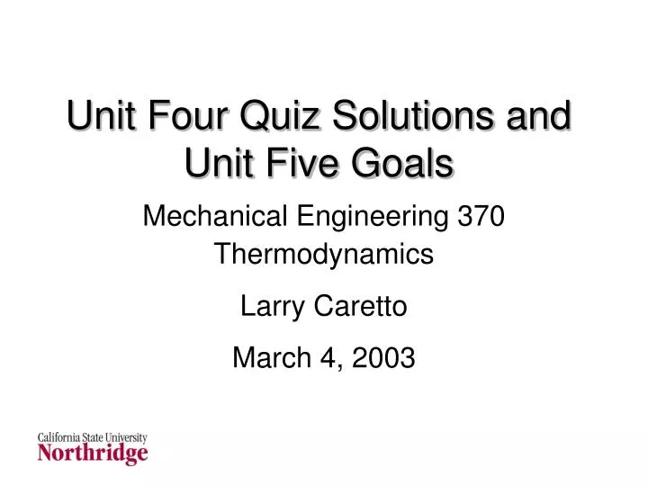 unit four quiz solutions and unit five goals