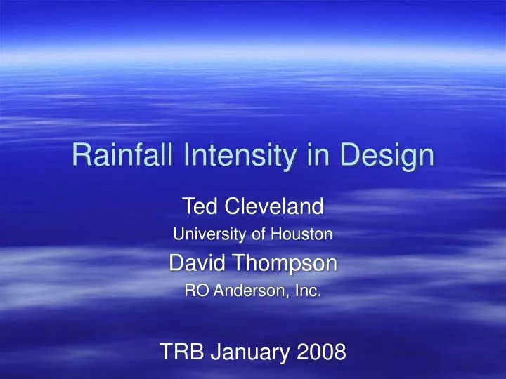 rainfall intensity in design