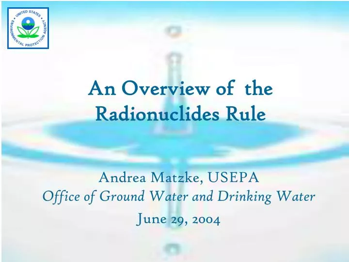 an overview of the radionuclides rule