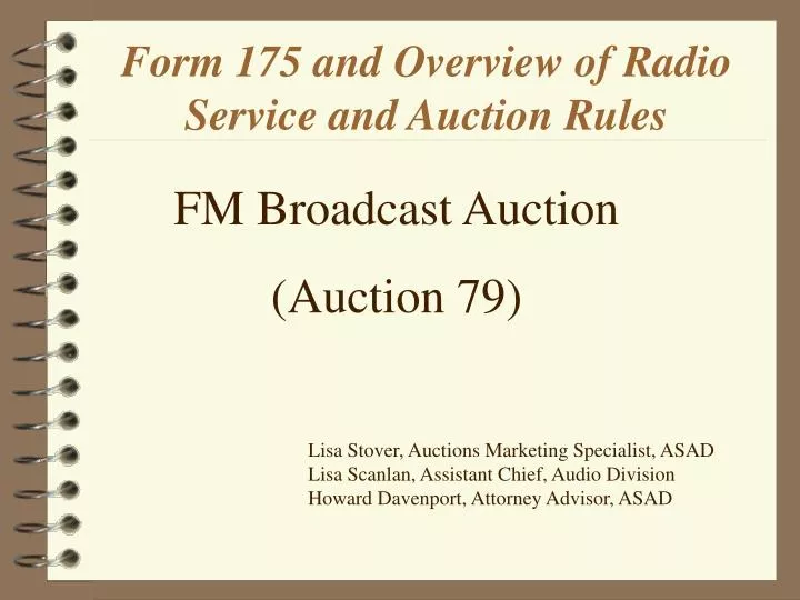 form 175 and overview of radio service and auction rules