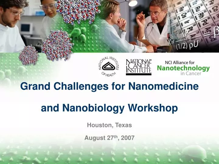 grand challenges for nanomedicine and nanobiology workshop houston texas august 27 th 2007
