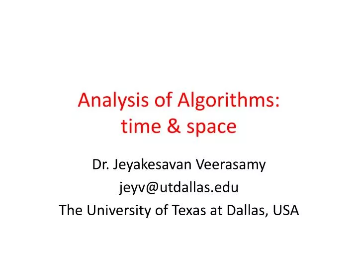 analysis of algorithms time space