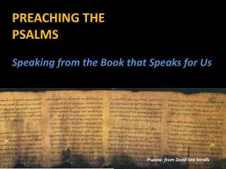 PREACHING THE PSALMS